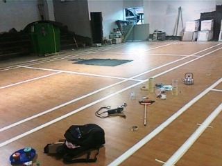 lantai kayu badminton
